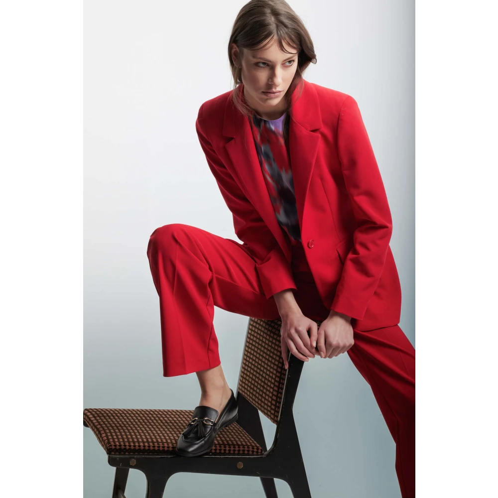Kocca Elegant Single-Breasted Jacket Viscose Blend Red Dames