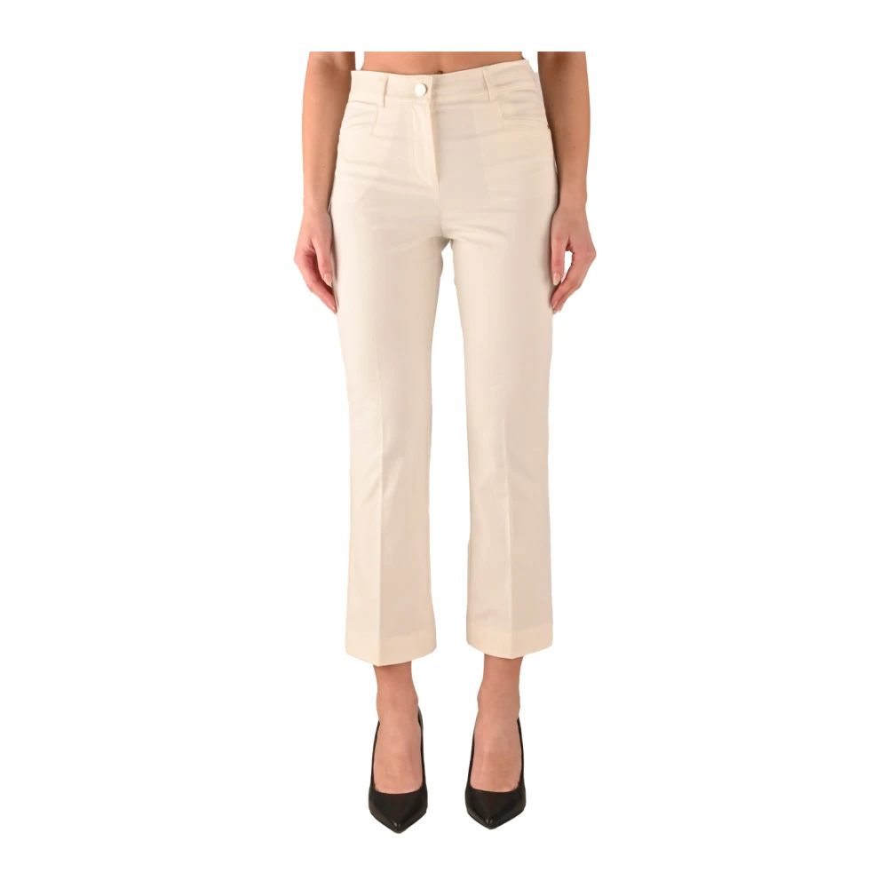 Pennyblack Katoenen kick-flare twill broek White Dames