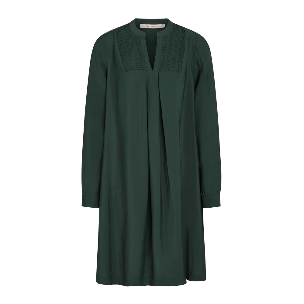 RUE de Femme Groene Jurk met Geplooide Details en Opstaande Kraag Green Dames