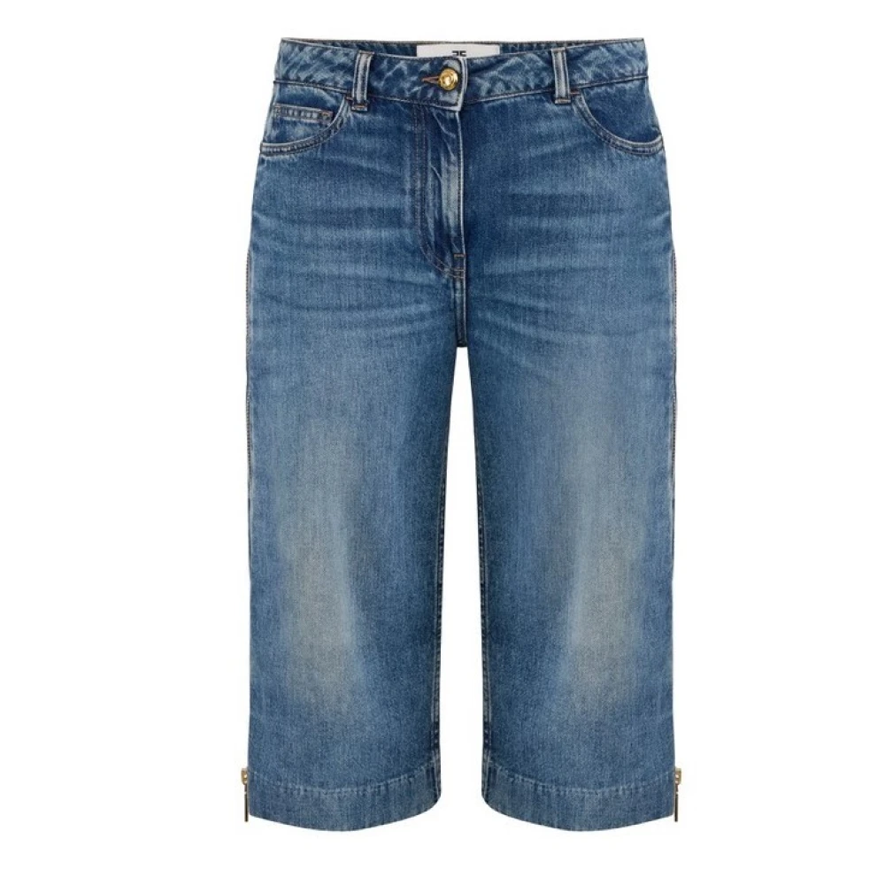 Elisabetta Franchi Blue Denim Shorts, Female, W25, Zip-Up Bermuda Jeans