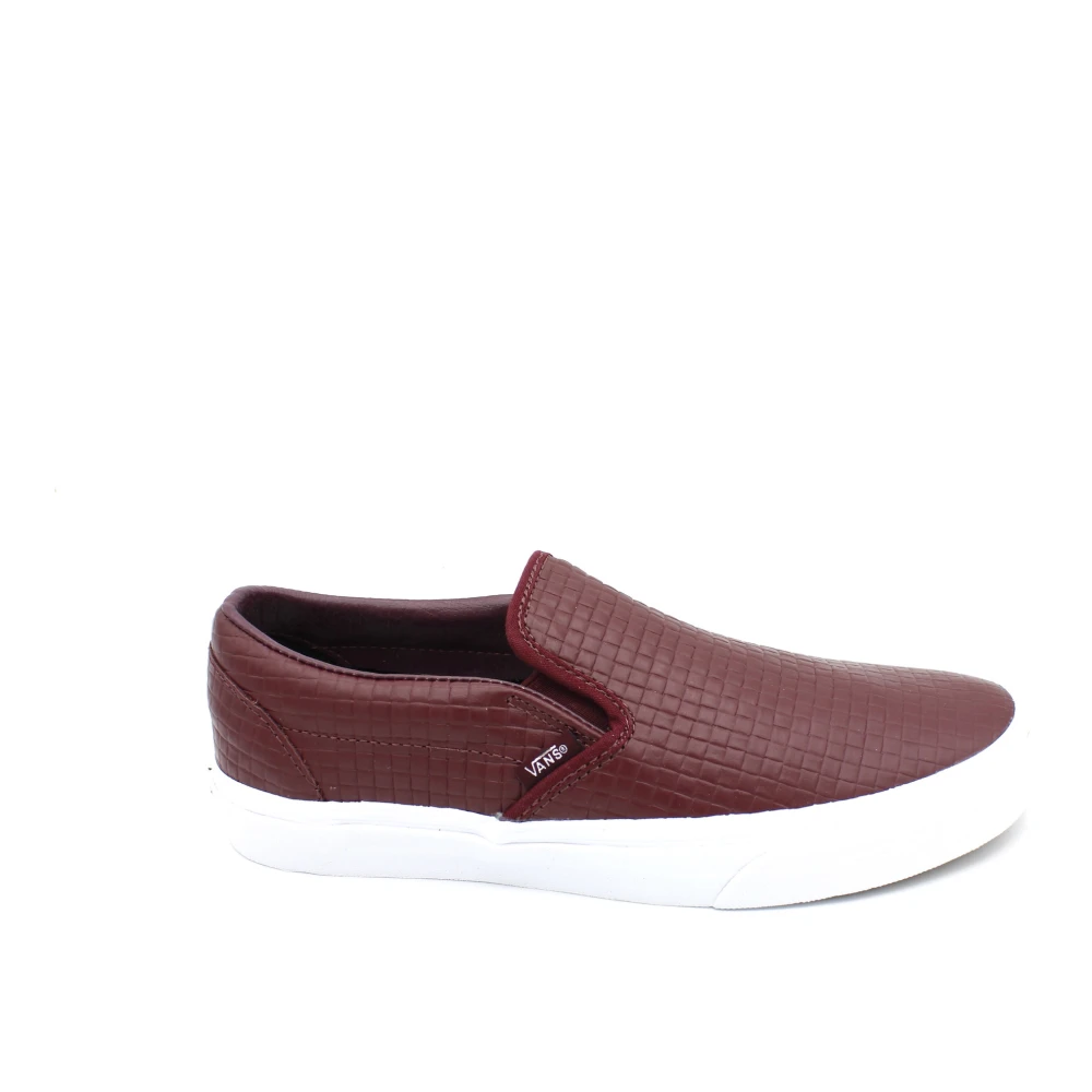 Vans Instapper Leren Elastische Rubberen Zool Schoen Heren Schoenen Rood