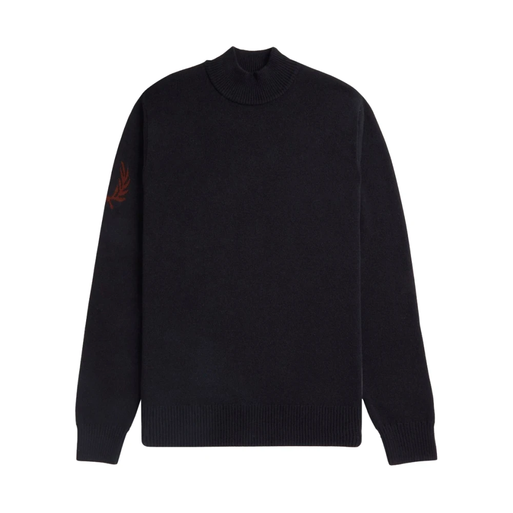 Fred Perry Zwarte Mock Neck Sweater Laurel Wreath Black Heren