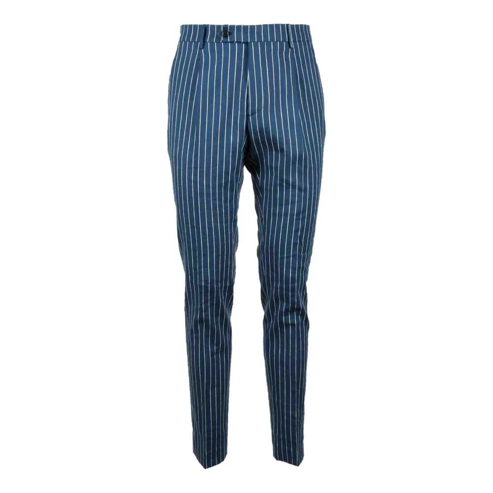 Berwich Linnen Stretch Broek Blue Heren