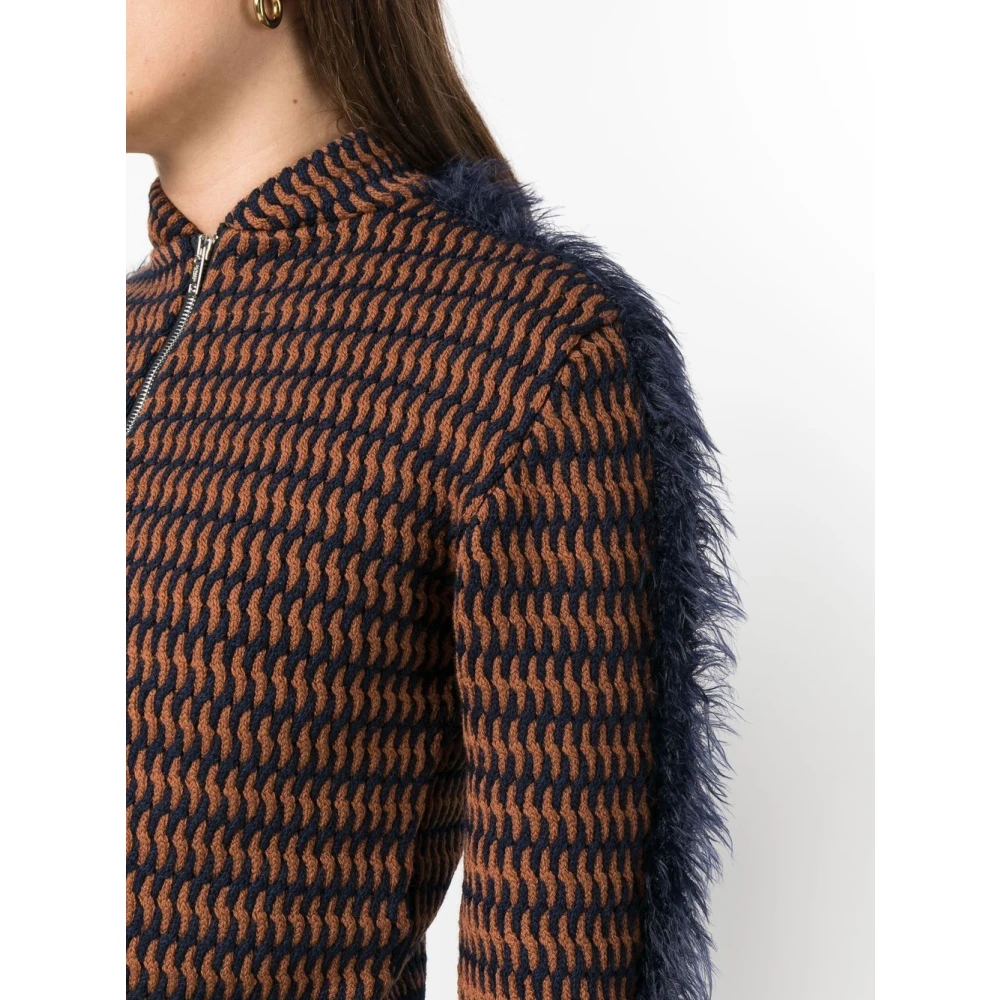 Durazzi Milano Bomber Cropped Wollen Gebreide Jas Multicolor Dames