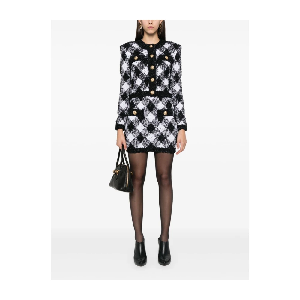 Balmain Chique Tweedjasje Leeuwenmotief Black Dames