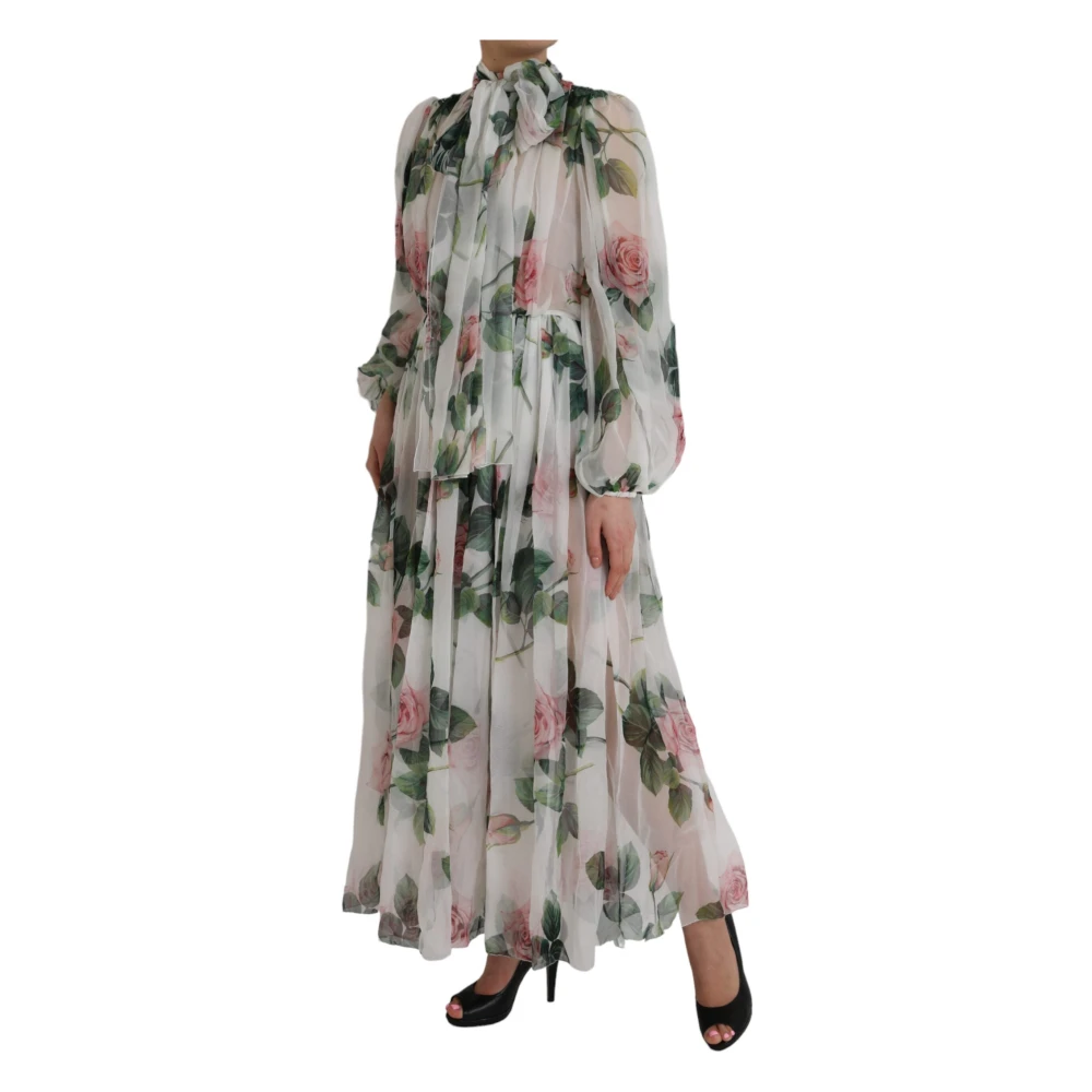 Dolce & Gabbana Zijden Bloemenprint Maxi Jurk Multicolor Dames