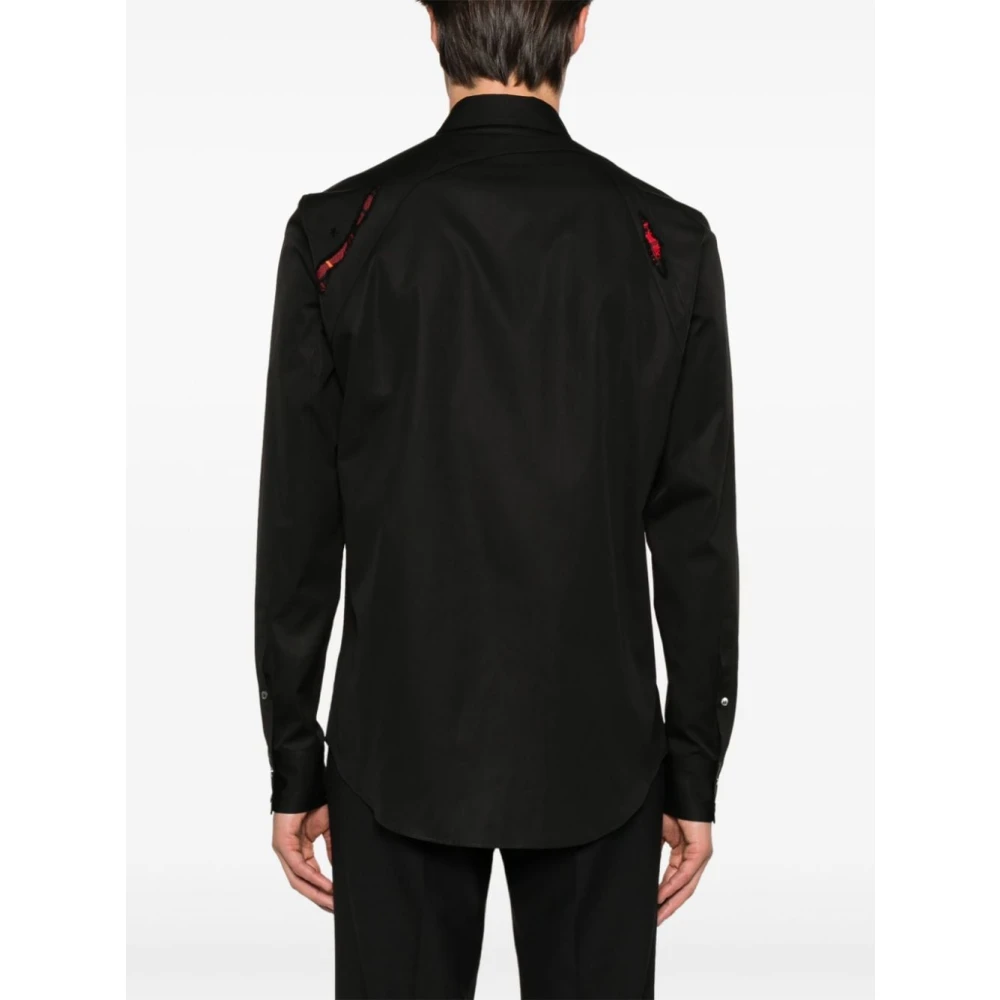 alexander mcqueen Zwart Tartan Detail Katoenen Overhemd Black Heren
