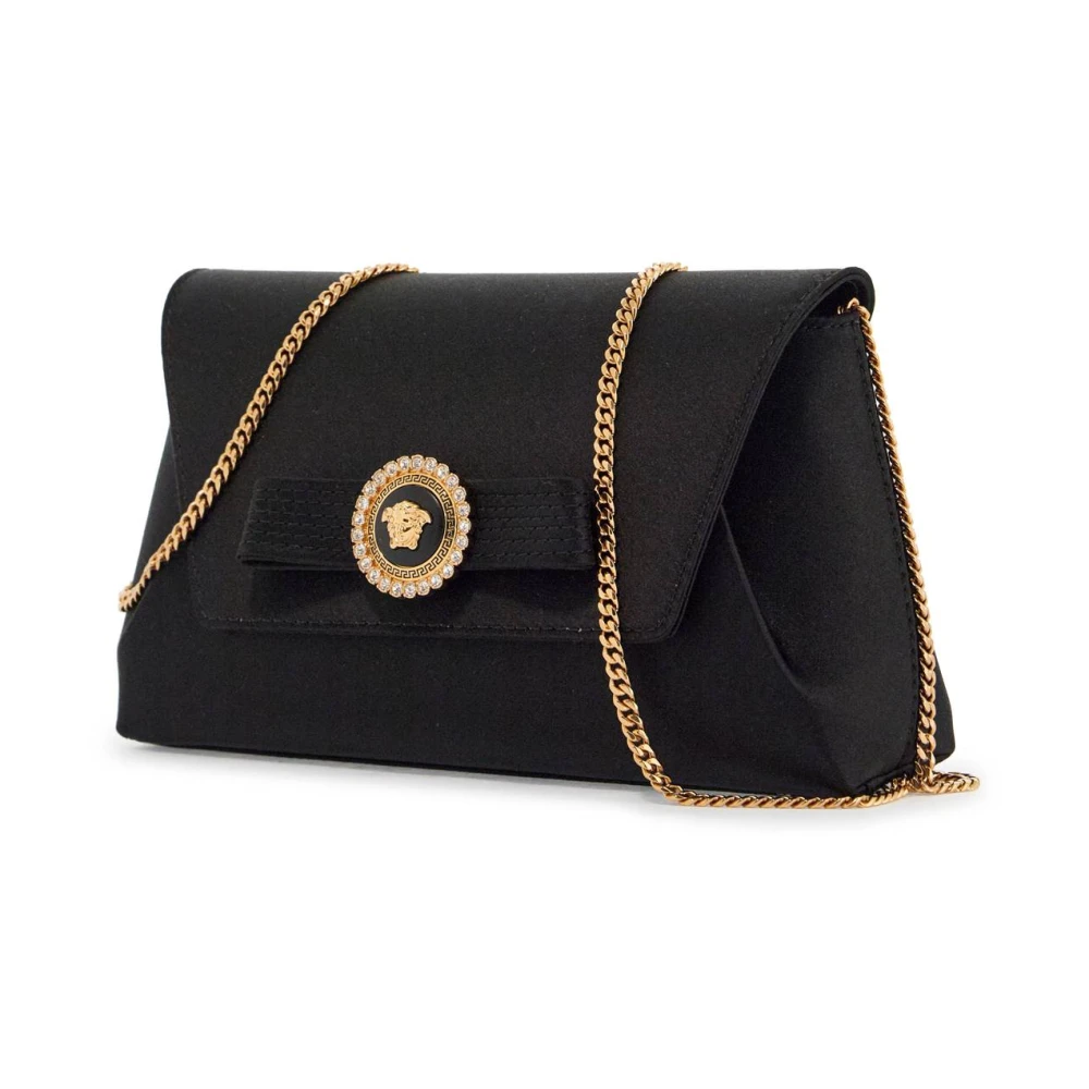 Versace Geëmailleerde Medusa Lint Clutch Black Dames