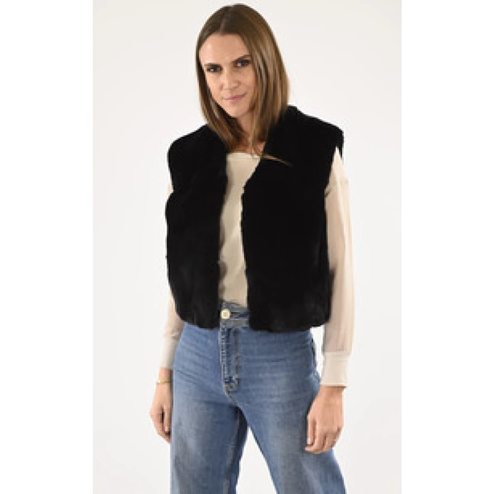 La Canadienne Zwarte konijnenbontvest Black Dames