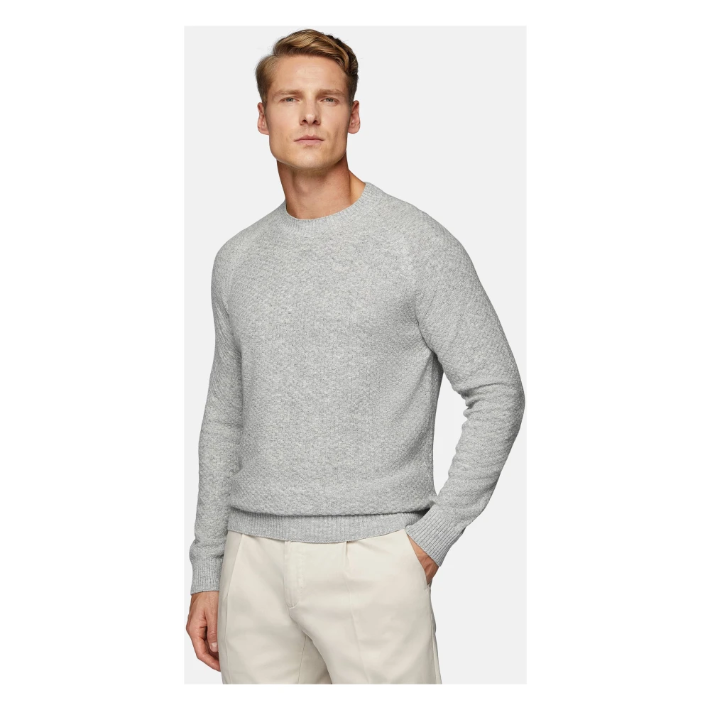 Boggi Milano Cashmere Blend Crew Neck Sweater Gray Heren