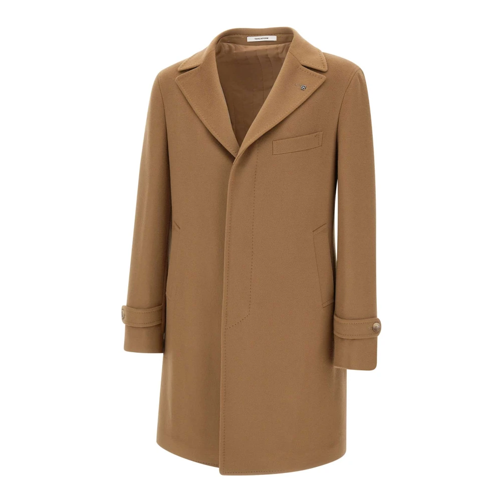 Tagliatore Men's Beige Single-Breasted Coats, M, Thomasa50017a638 Wool Coat