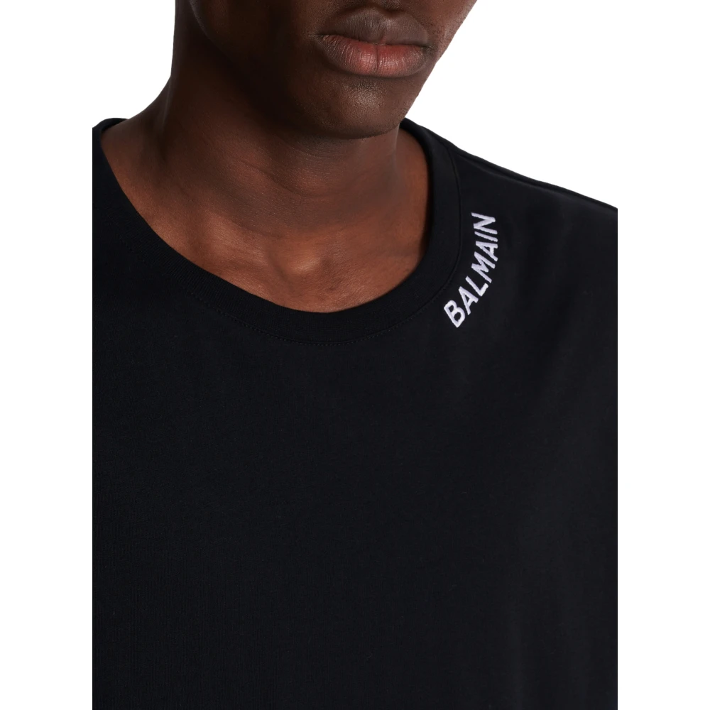 Balmain Katoenen pet met Handtekening borduursel Black Heren