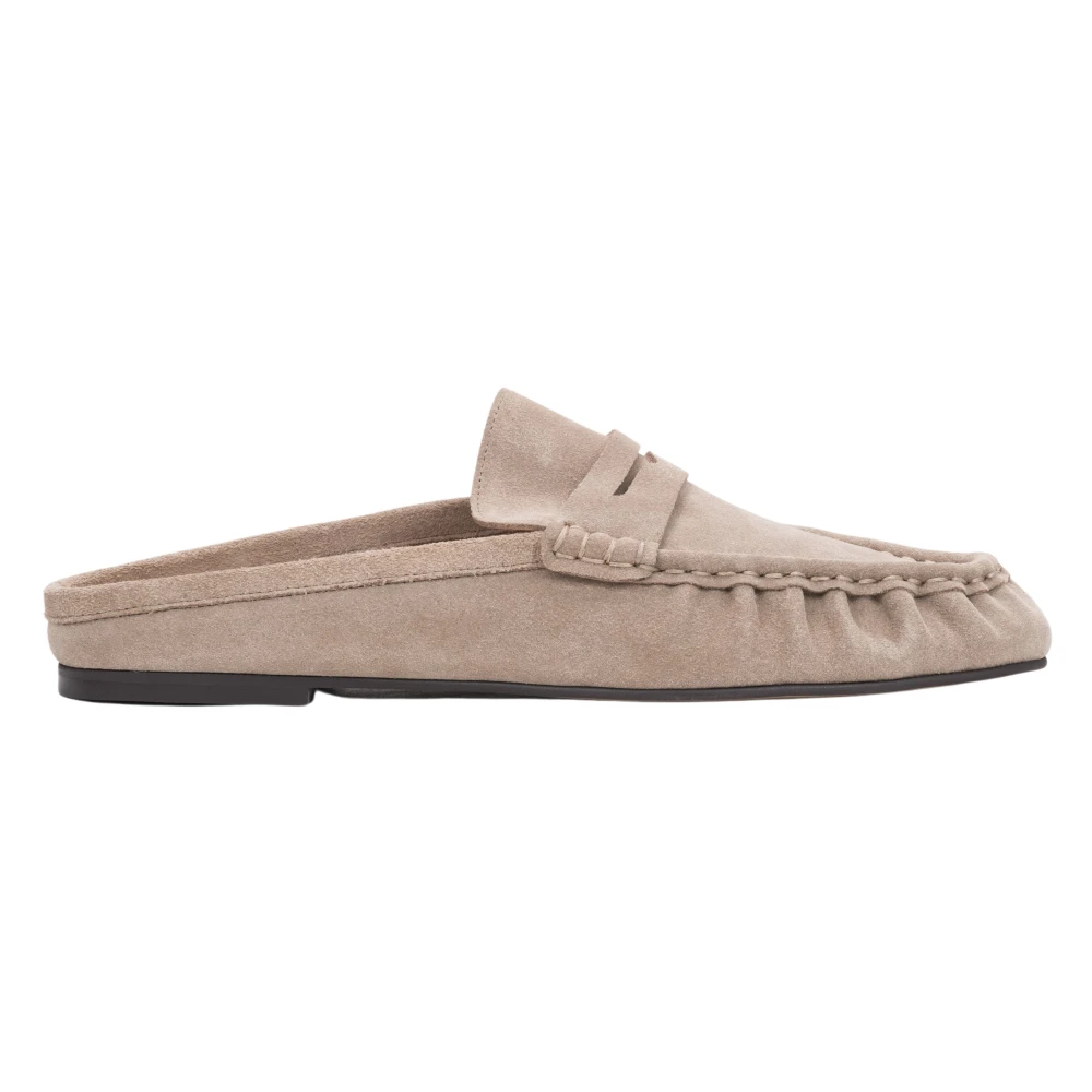 Estro Beige Mules, Female, 7 Uk, Velour Mule Loafers With Closed Toe
