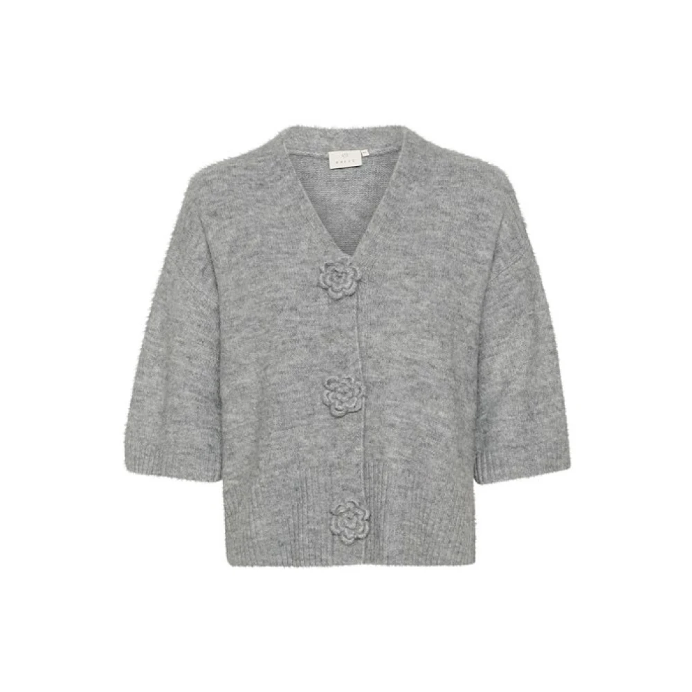 Kaffe Melange Cardigan met losse pasvorm mouwen Gray Dames