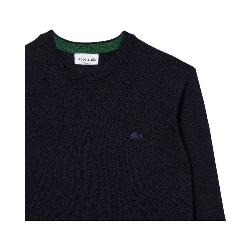 Lacoste Merino Wool Crew Neck Sweater Navy Blue Heren