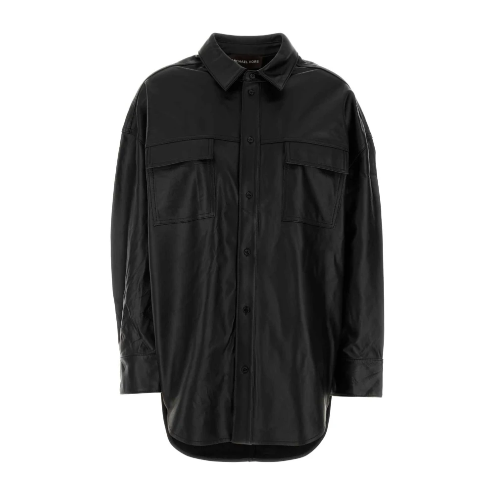 Michael Kors Oversized Zwart Leren Shirt Black Dames