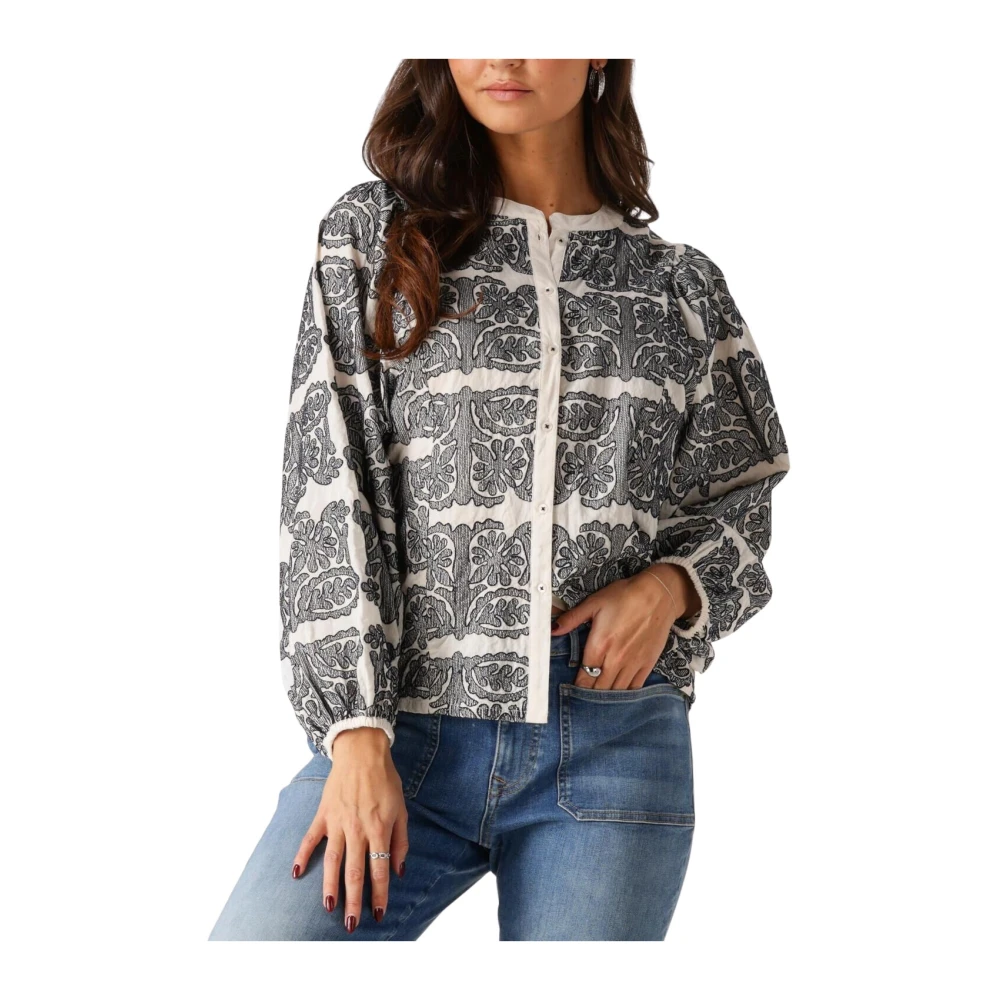 Summum Woman Geborduurde Blouse met Tegelpatroon Multicolor Dames