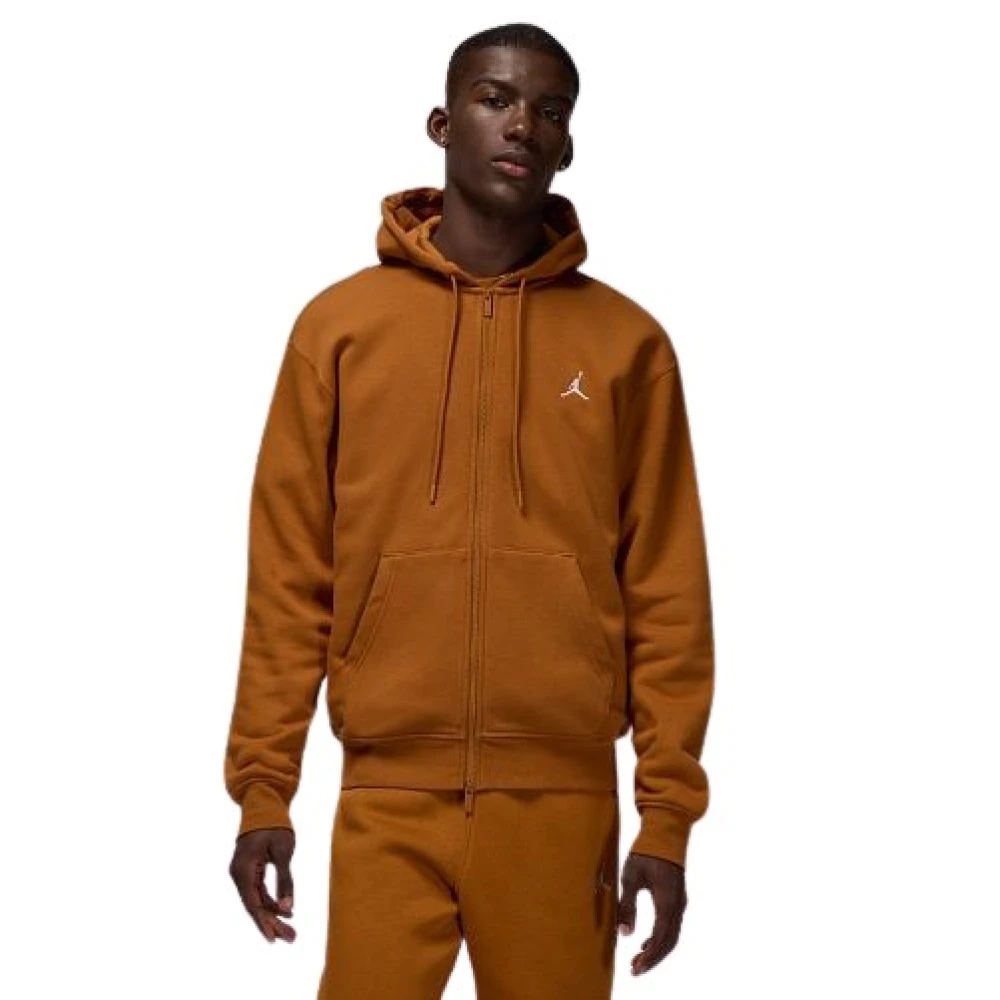 Nike Brown Long Sleeve Training Tops, Male, Xs, Brooklyn Fleece Full-Zip Hoodie