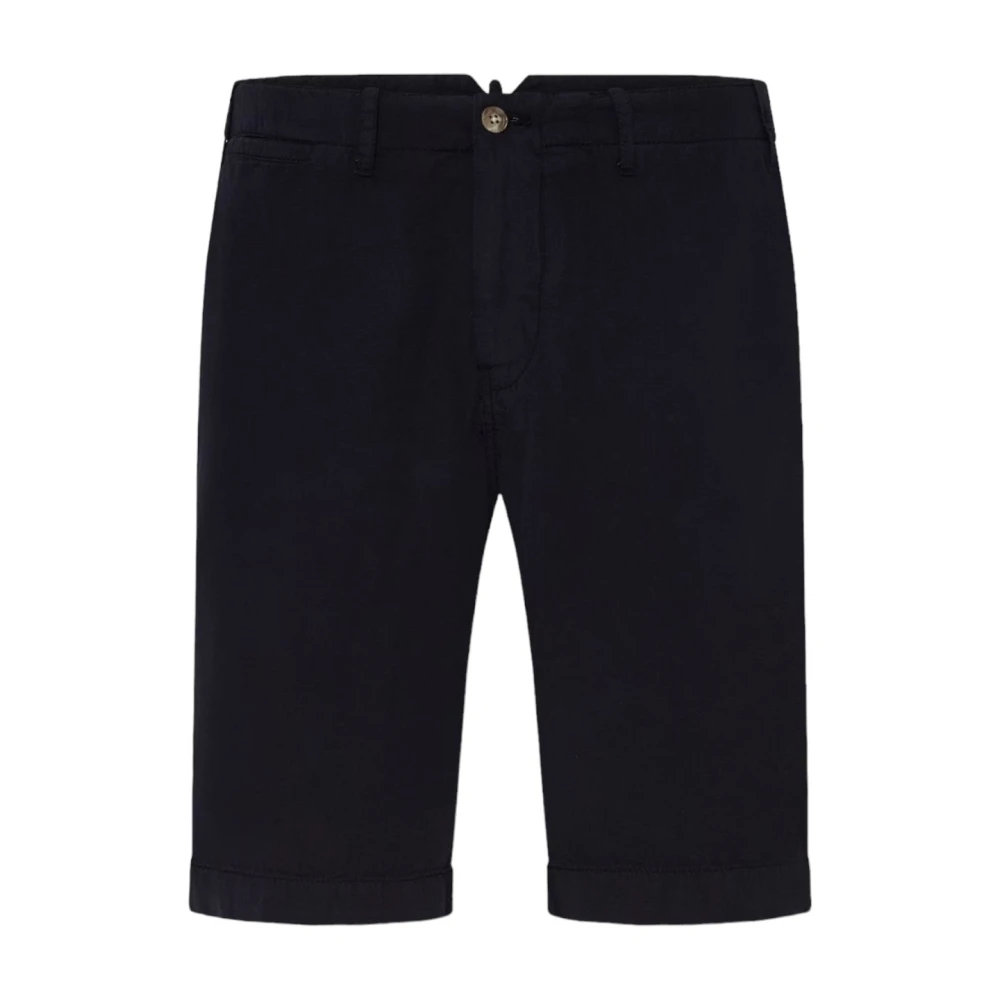 Oscar Jacobson Navy Linnen Blend Zomer Shorts Blue Heren