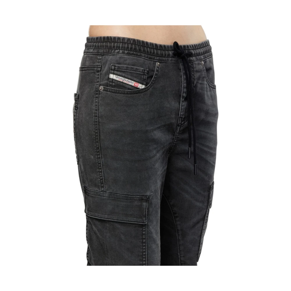 Diesel Zwarte Slim Stretch Panel Cargo Jeans Gray Dames