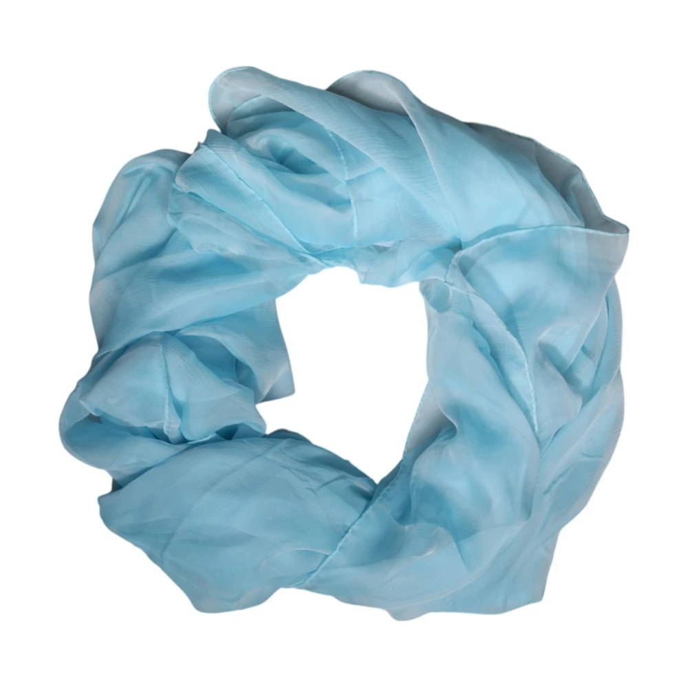 Dolce & Gabbana , Silk Scarves, Female, Blue, One Size, Luxurious Light Blue Silk Shawl Scarf