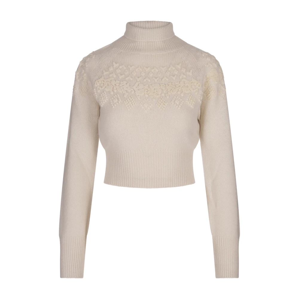 Ermanno Scervino Witte Korte Trui met Etnisch Motief White Dames