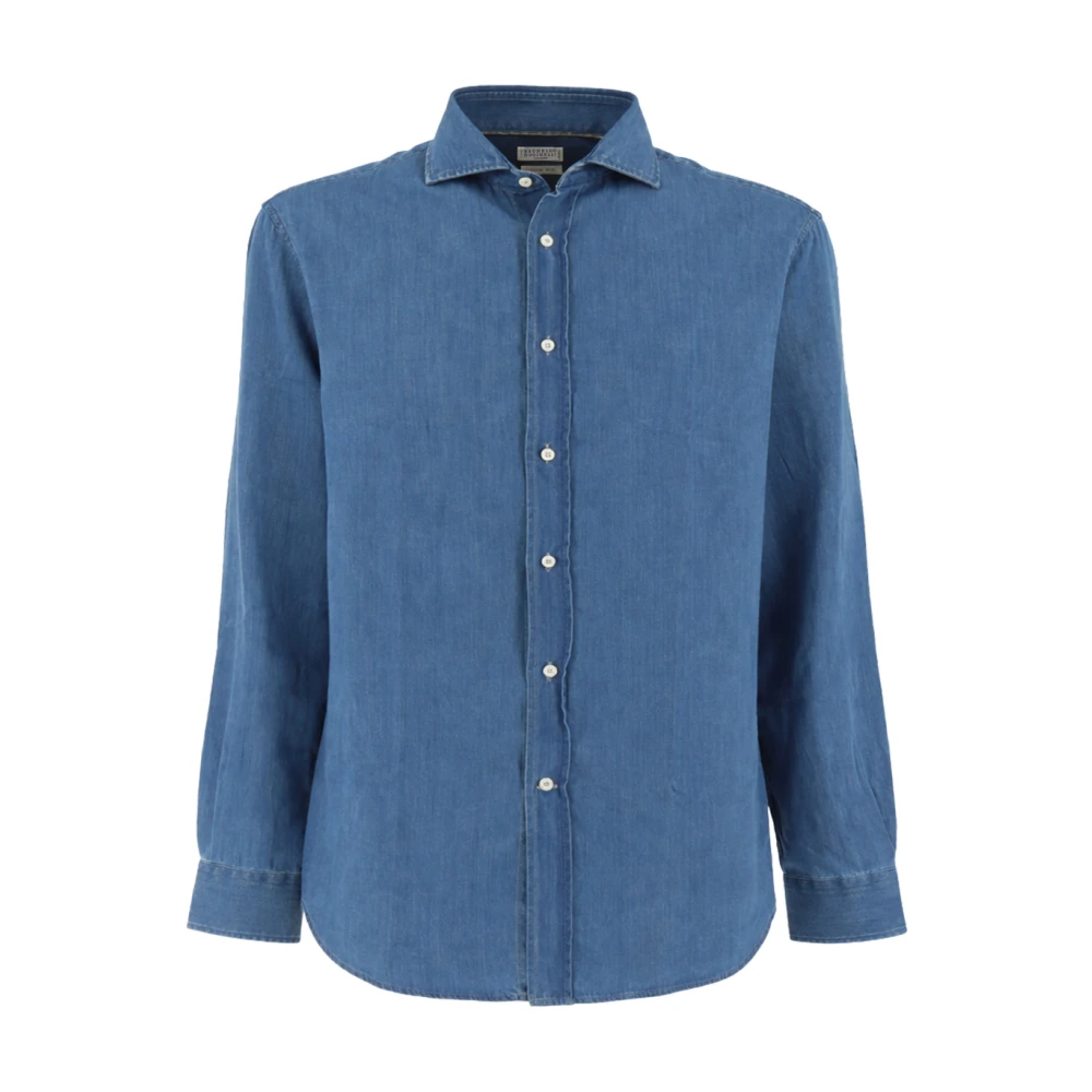 Brunello Cucinelli Men's Blue Denim Shirt
