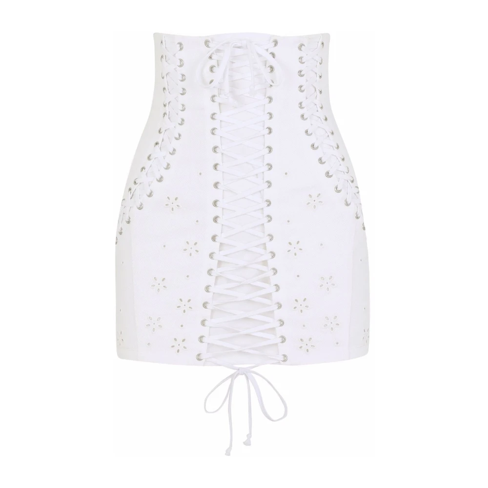 Dolce & Gabbana Korte witte rok met bloemenborduursel White Dames