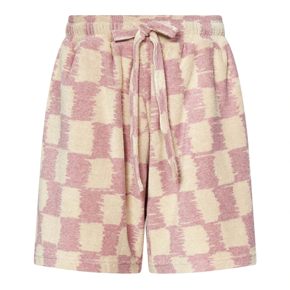 Bonsai Roze geruite shorts met elastische taille Pink Heren