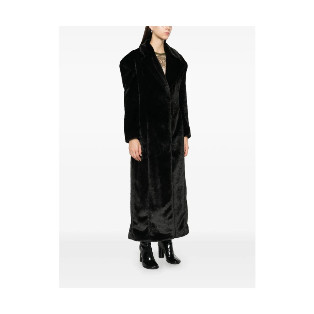 Gcds Zwarte Faux-Fur Jas met Sjaal Detail Black Dames