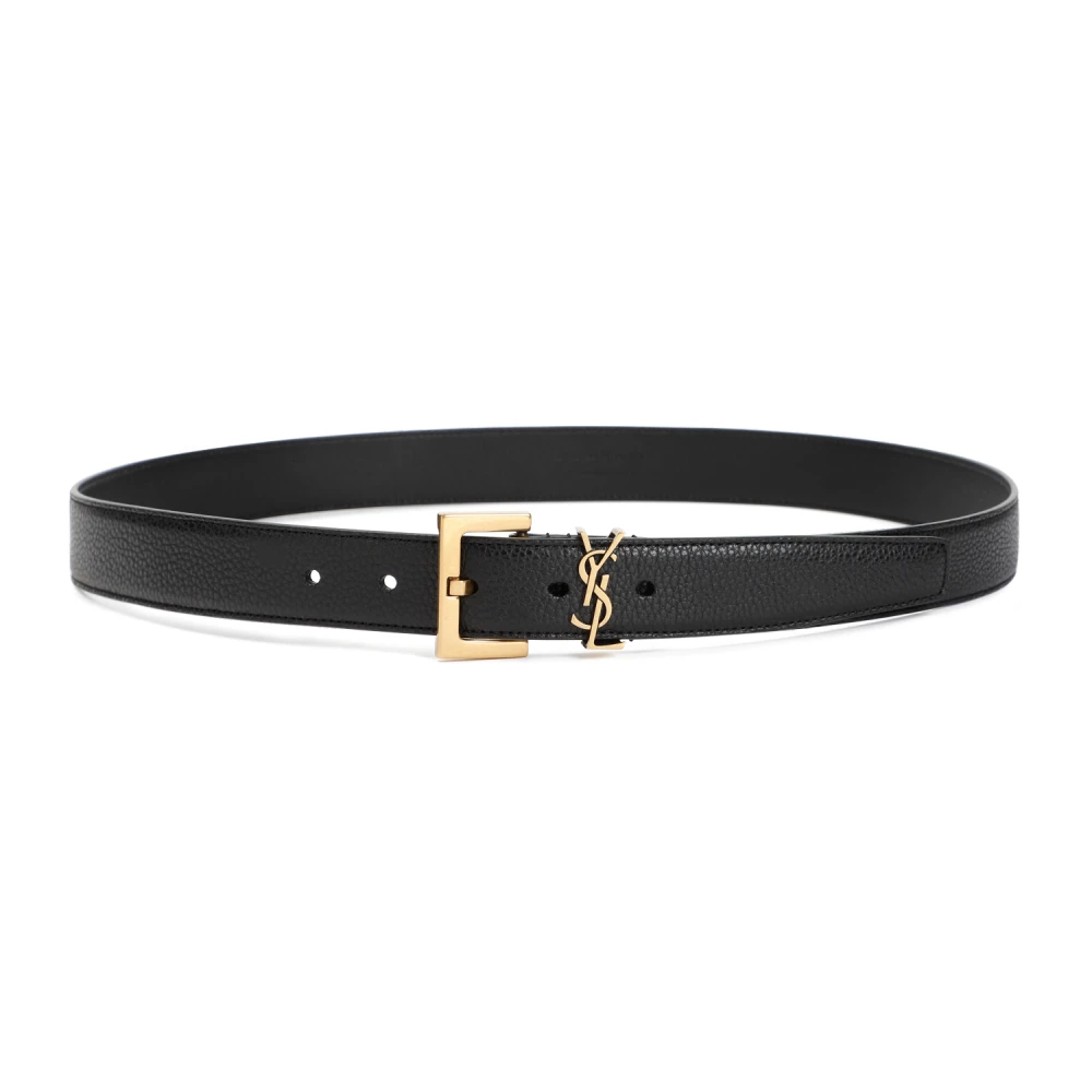 Saint Laurent Zwarte leren riem Black Heren