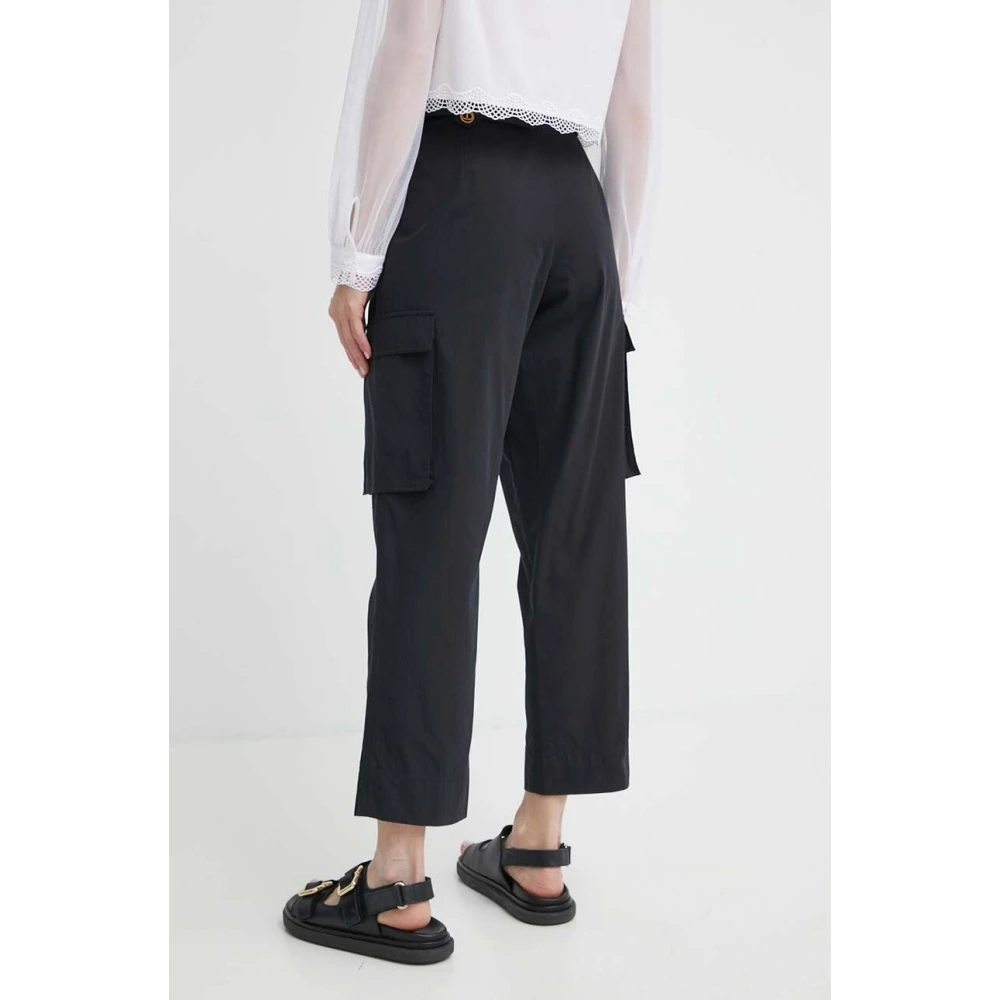 Twinset Cargo Popeline Broek Art. 241Tt2052 Black Dames