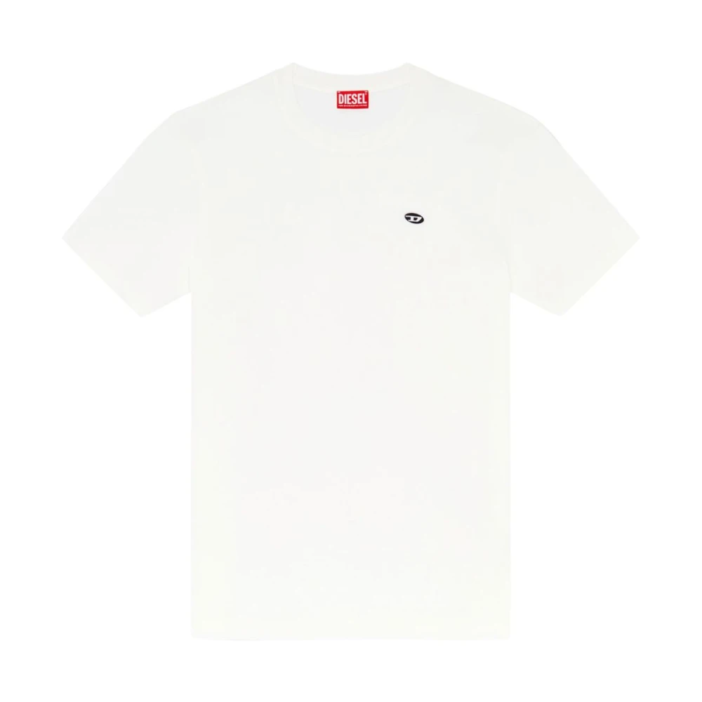 Diesel Wit Katoenen T-Shirt met Logo Beige Heren