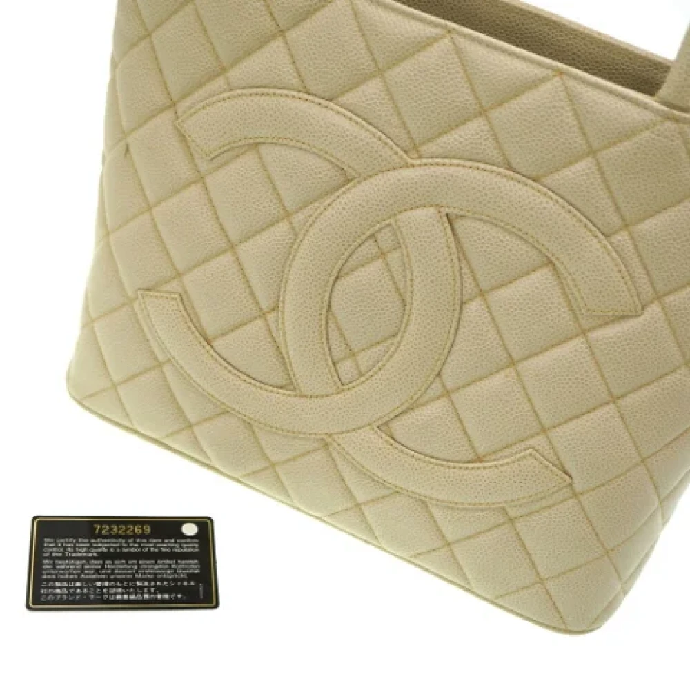 Chanel Vintage Pre-owned Leather totes Beige Dames