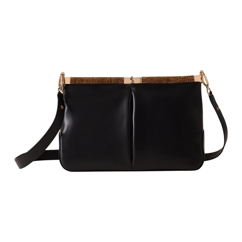 Borbonese Zwart Natuurlijk Leren Handtas Black Dames
