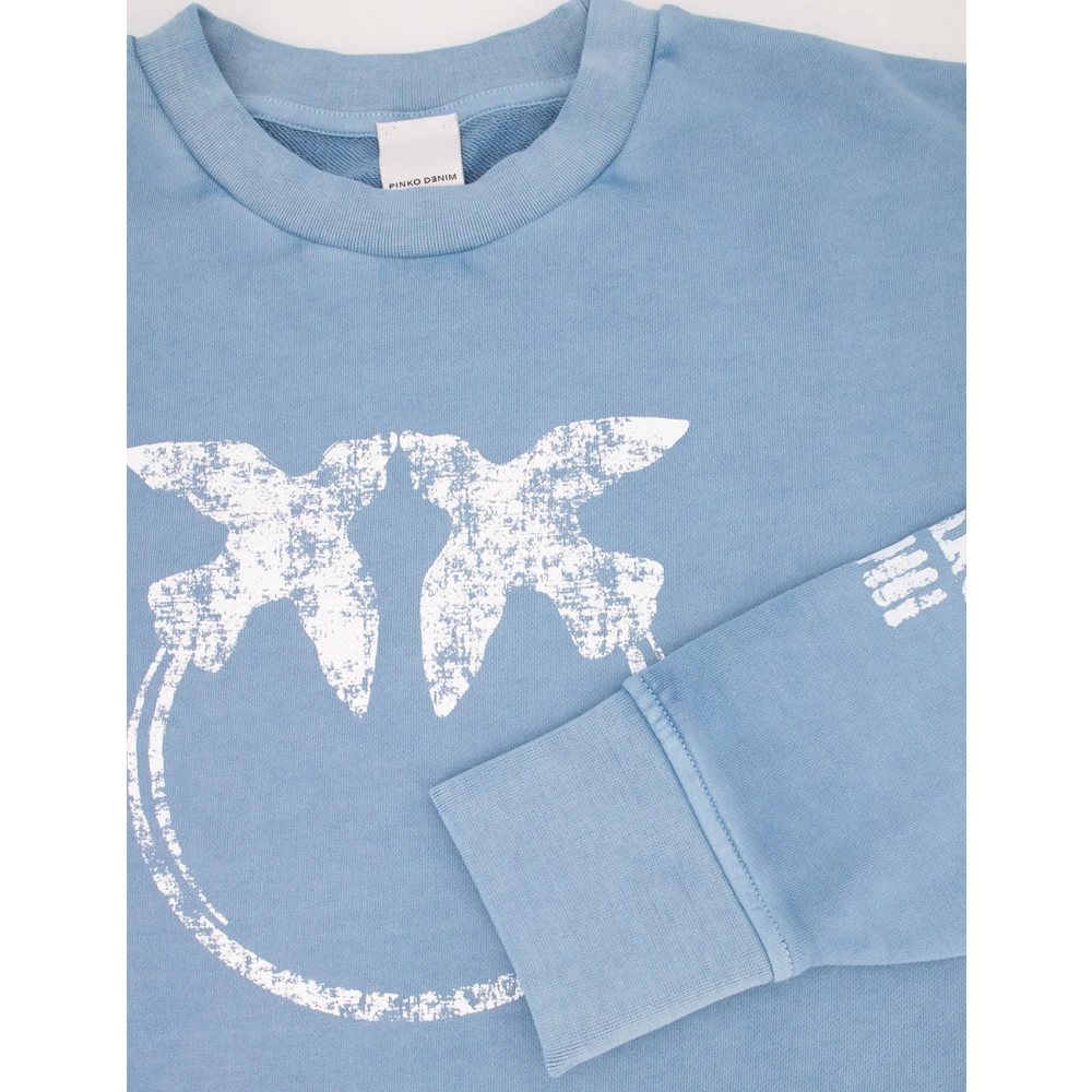 pinko Sweatshirt met Love Birds borduursel Blue Dames