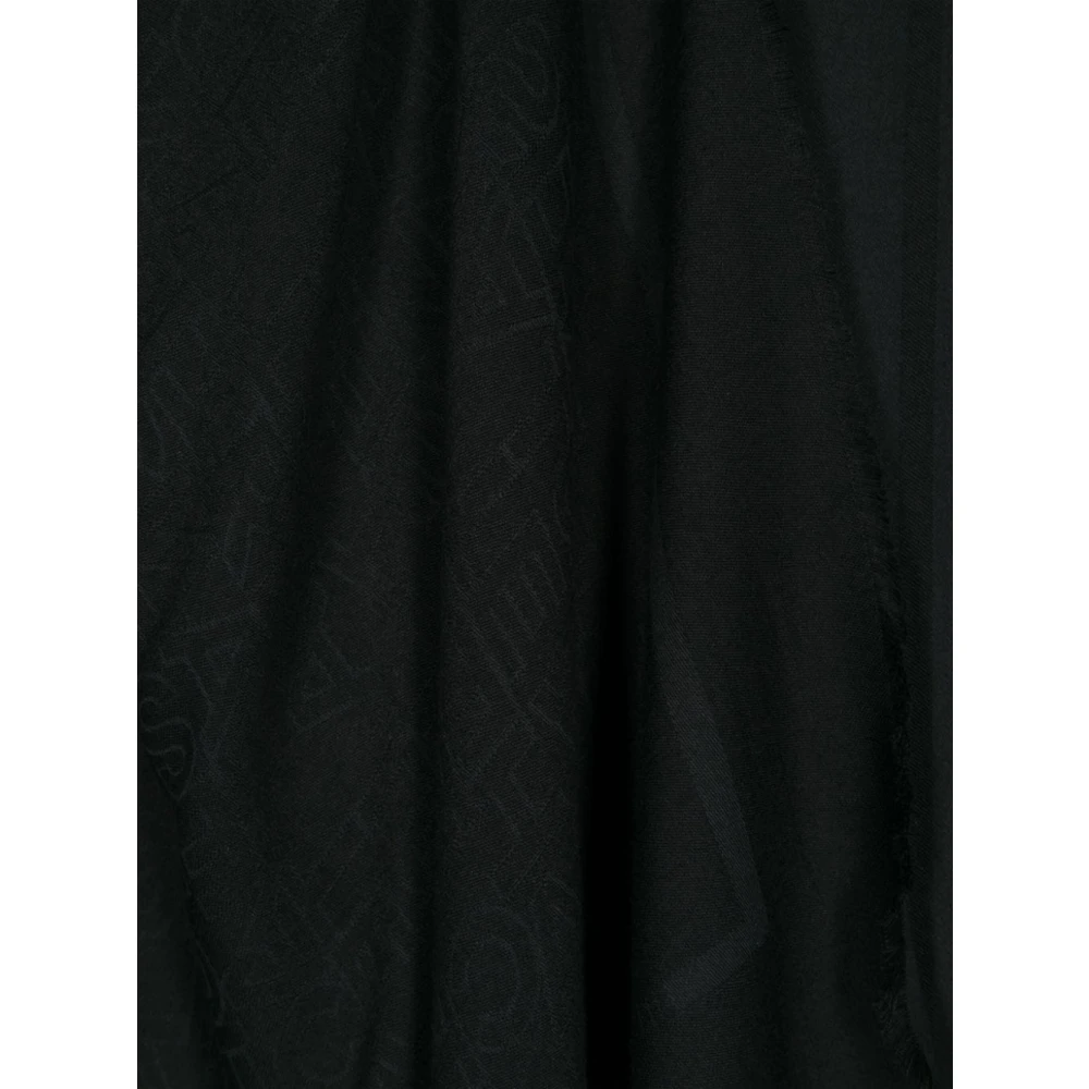 Elisabetta Franchi Zwart Logo Jacquard Sjaal Wrap Stijl Black Dames
