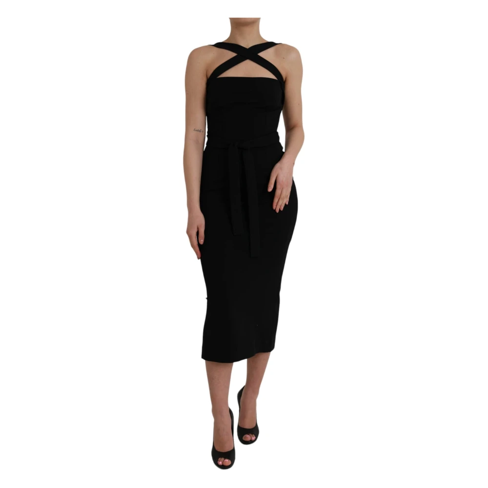 Dolce & Gabbana Women's Black Sheath Midi Dress - Party Dresses - L - Dresses