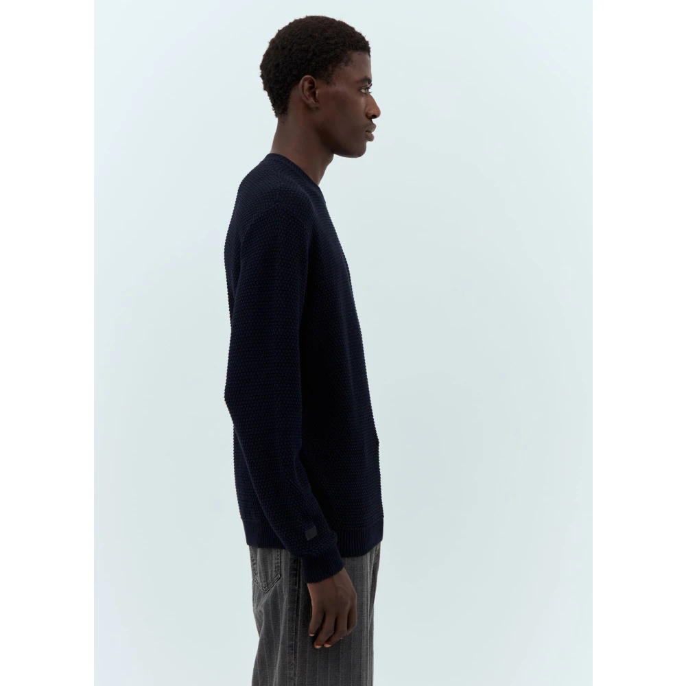 A.p.c. Wafelgebreide Crewneck Sweater Blue Heren