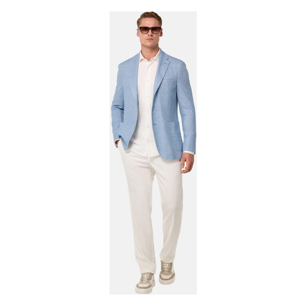 Boggi Milano B Jersey Melange B-Jersey Linnen en Katoenen Jas Blue Heren