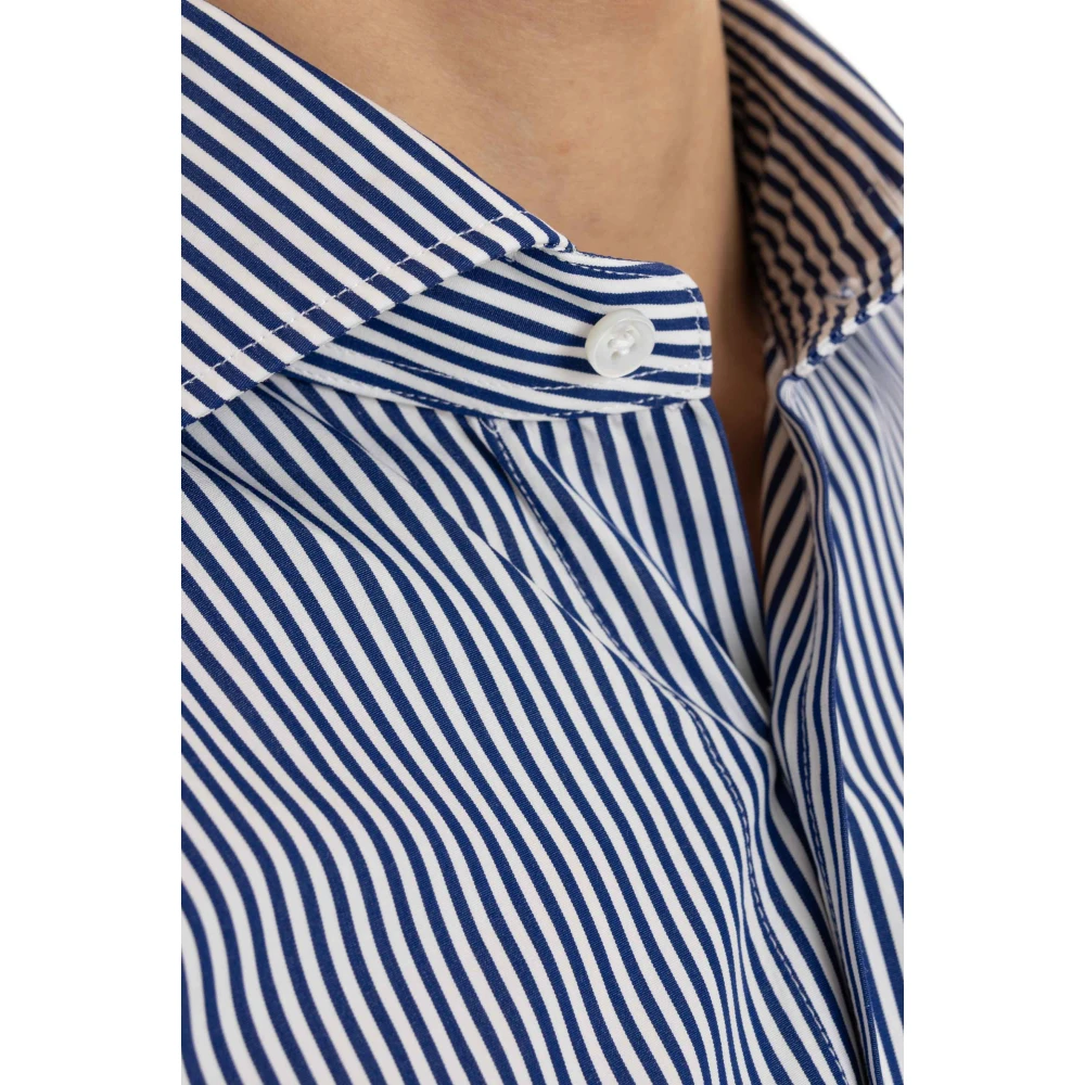 Barba Witte Op Maat Gemaakt Katoenen Overhemd Blue Heren
