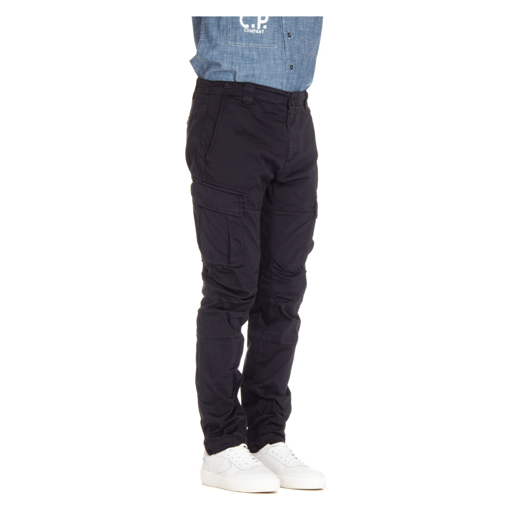 C.P. Company Blauwe Katoenen Broek Ritssluiting Blue Heren