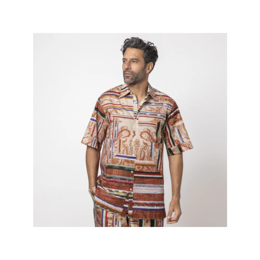 Pierre-Louis Mascia Geometrisch kortemouw overhemd Multicolor Heren