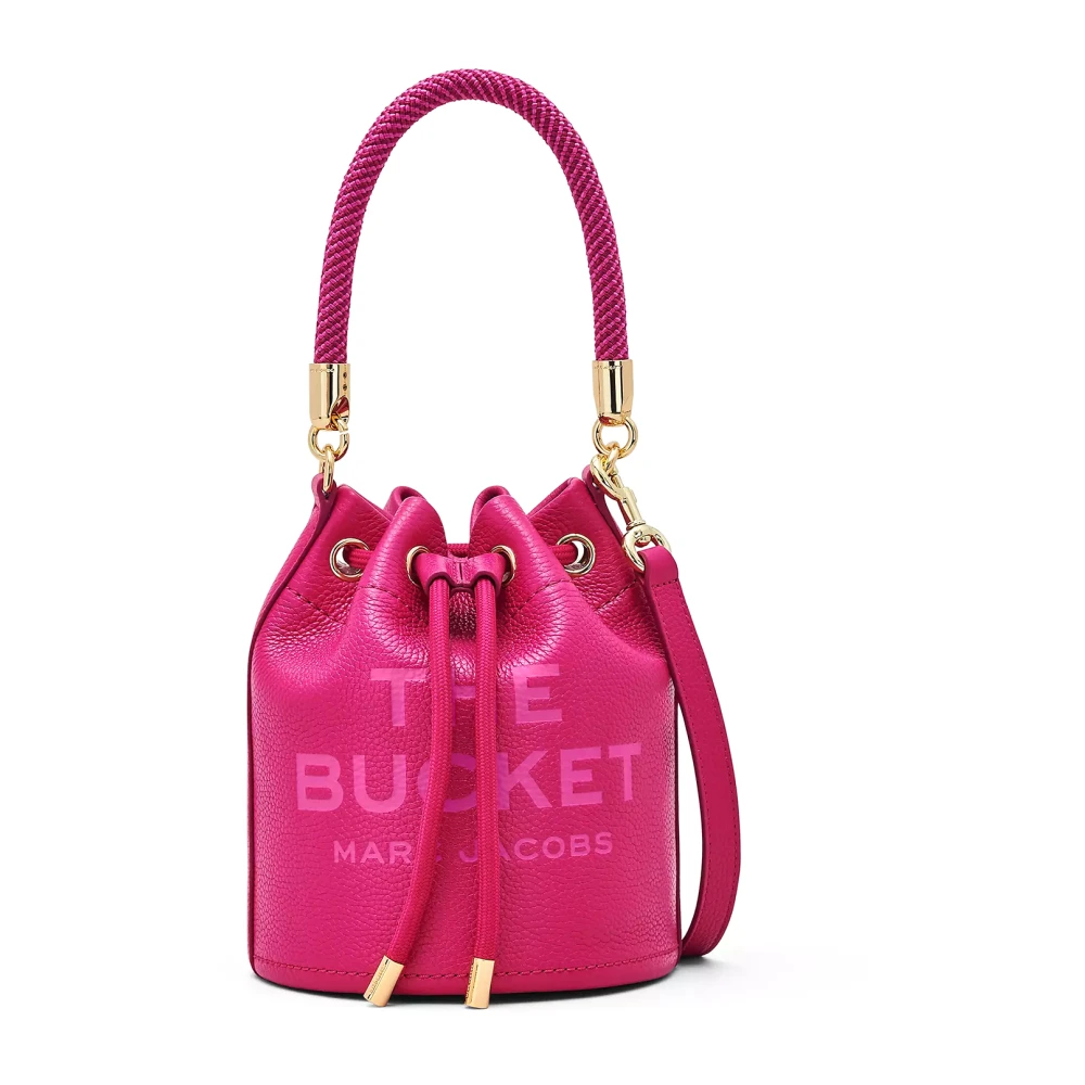 Marc Jacobs Leren Bucket Tas met Logo Inprenting Pink Dames