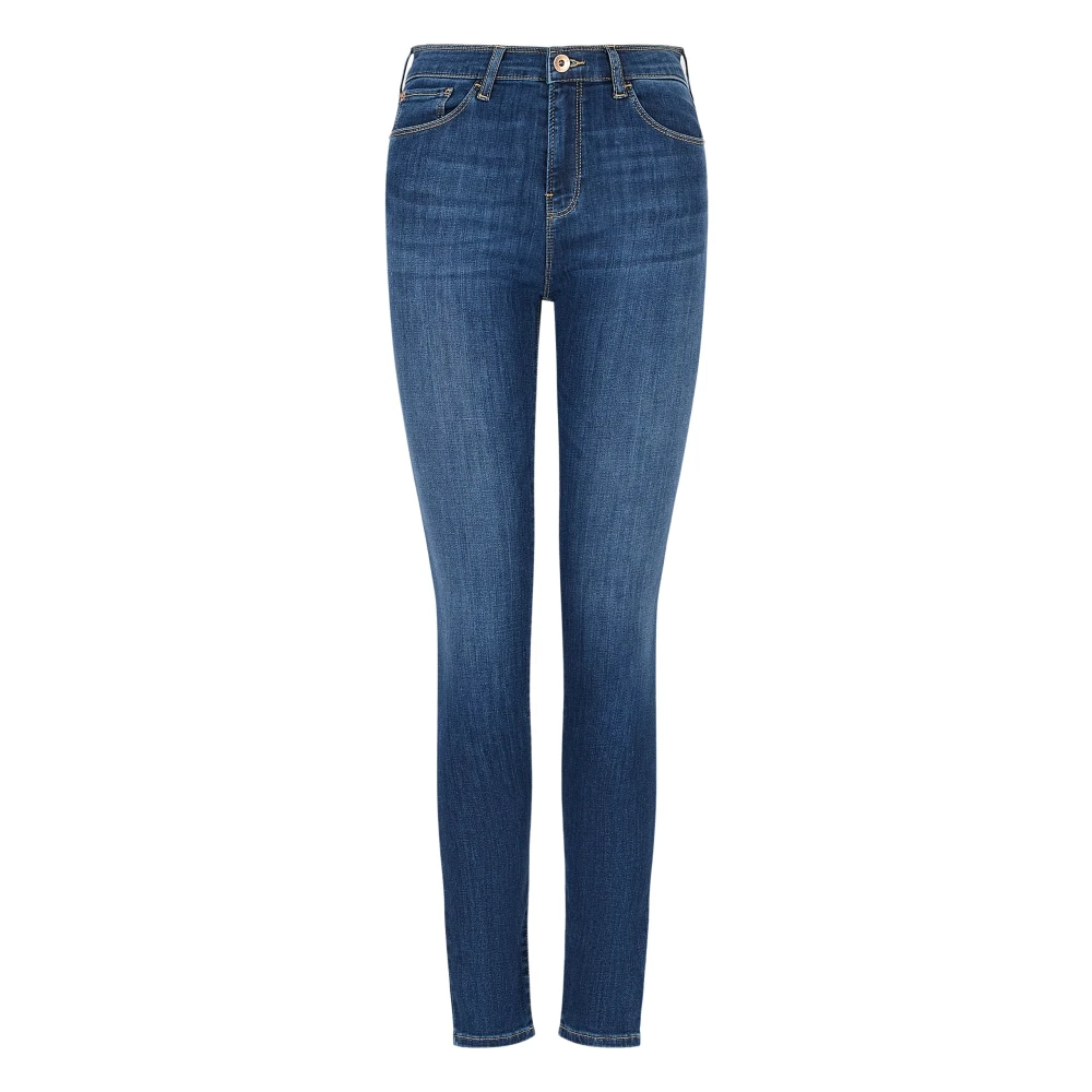 Emporio Armani Modern stil Skinny Fit Jeans med Signatur Logo Blue, Dam