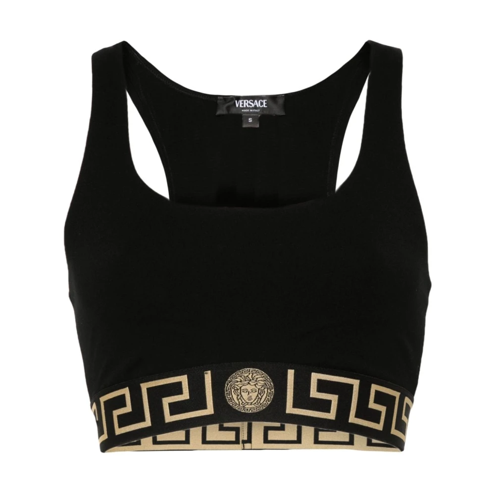 Versace Zwarte Top met Medusa Motief Black Dames