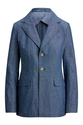Enkelknäppt kavaj i chambray
