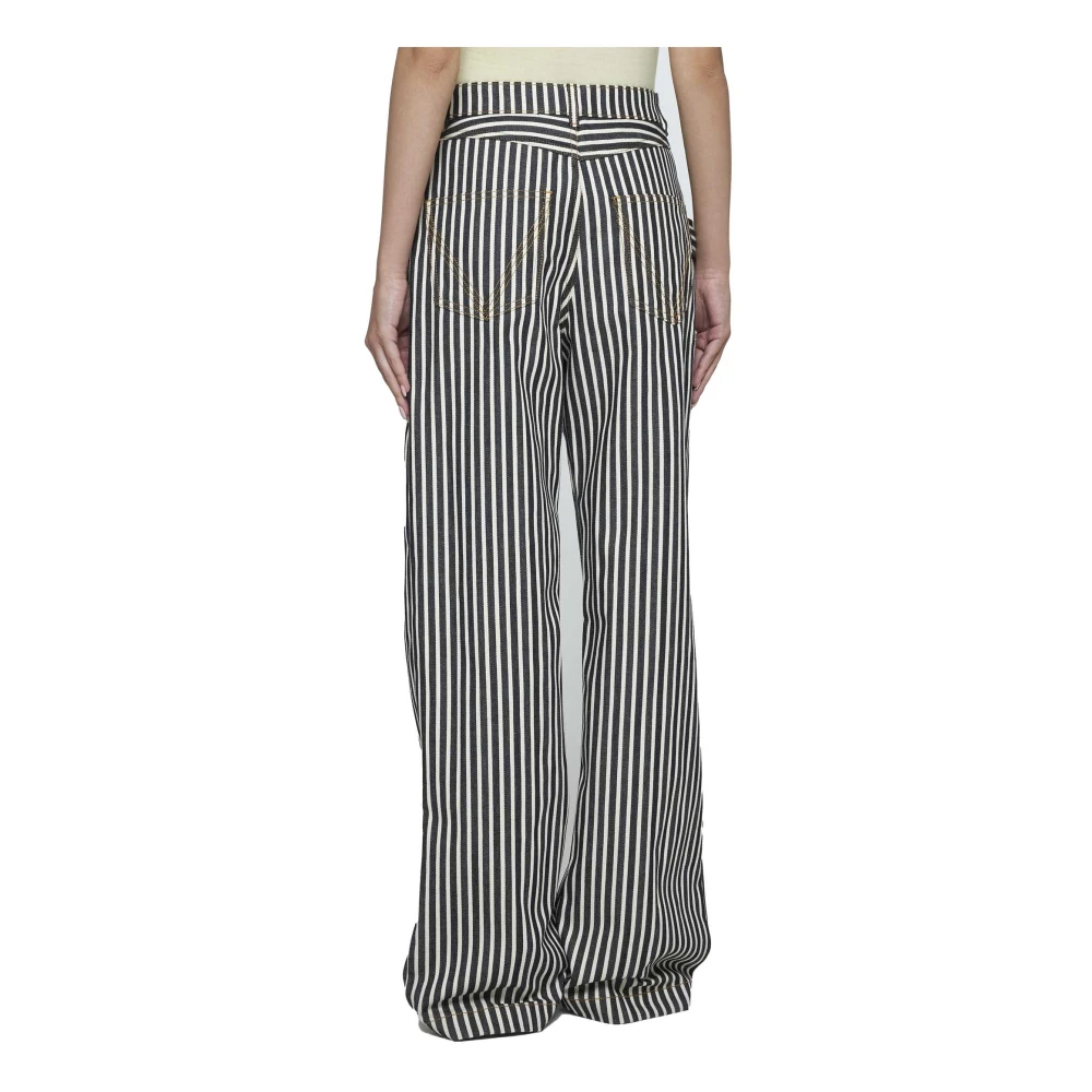 Bottega Veneta Pinstriped Denim Jeans Straight Leg Blue Dames