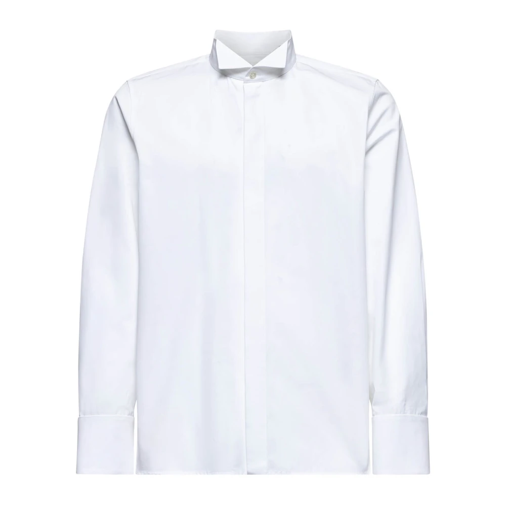 Saint Laurent Witte Wing Kraag Katoenen Overhemd White Heren