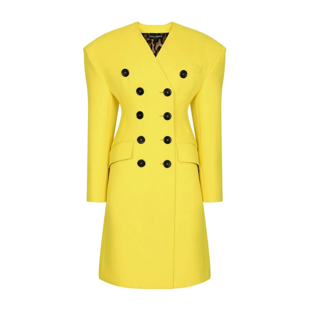 Dolce & Gabbana Double-Breasted Coats Yellow Dames